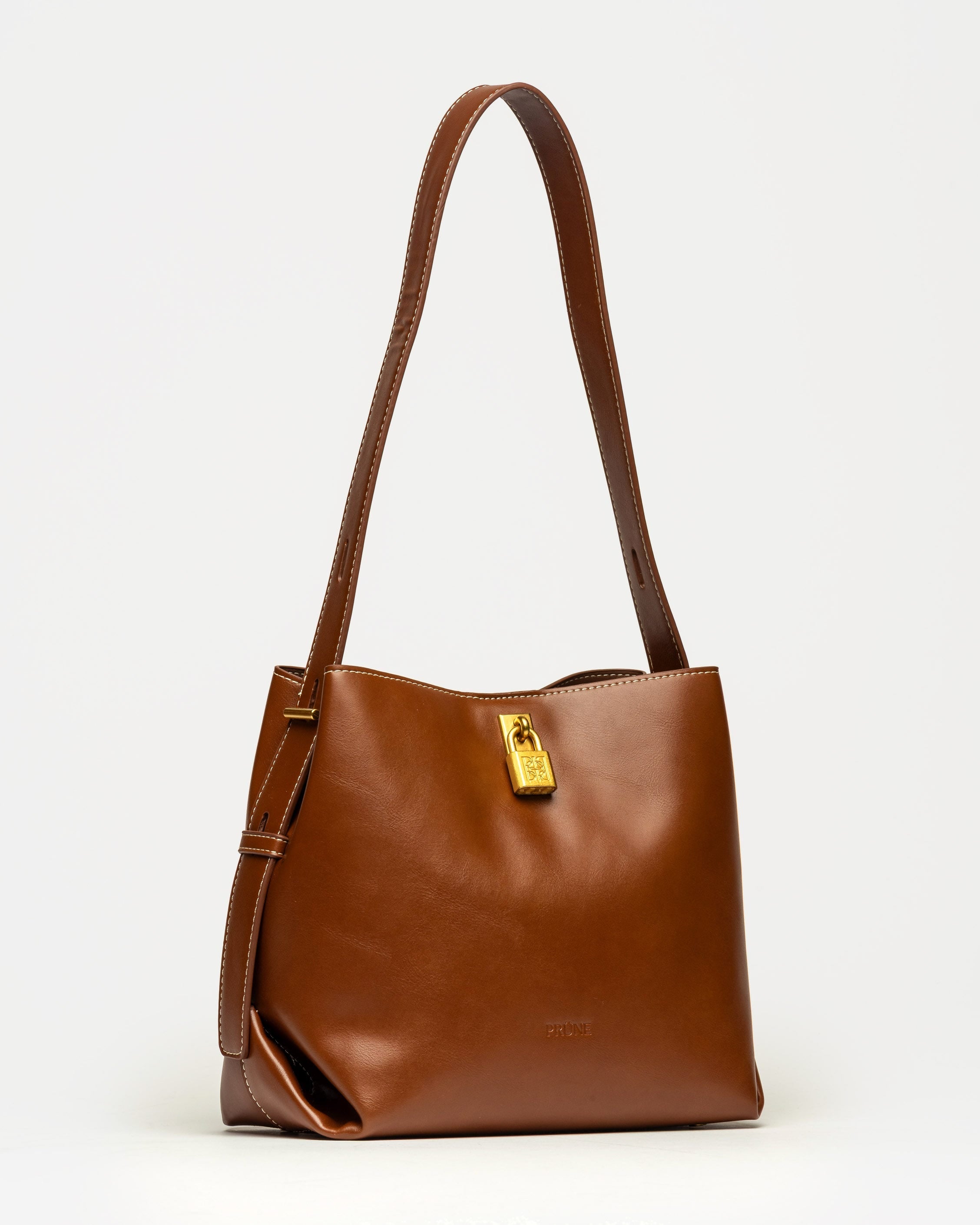 Cartera al hombro The Lock en efecto cuero liso